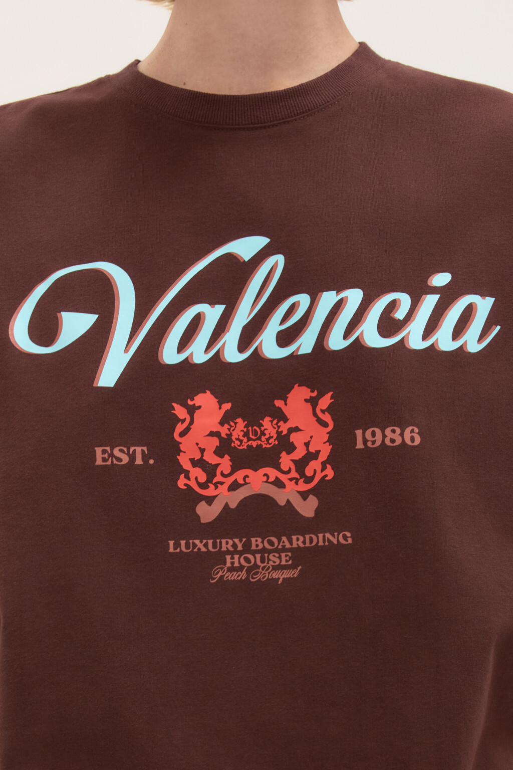 Футболка oversize с принтом - цвет коричневый - 5