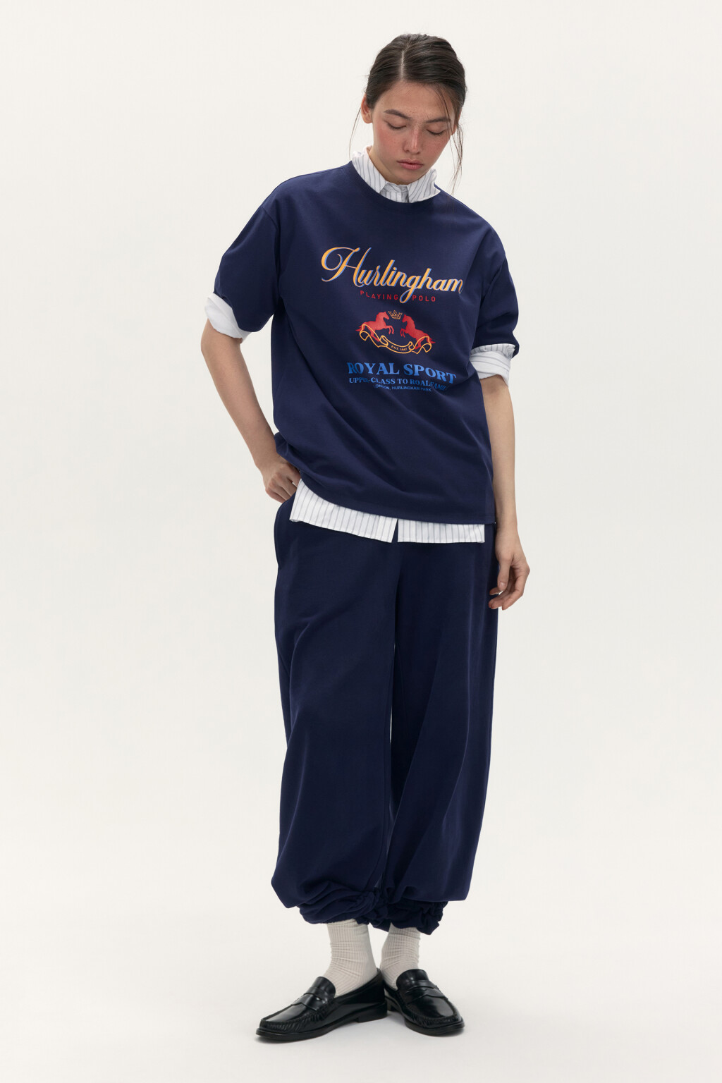 Футболка oversize с принтом - цвет синий - 4