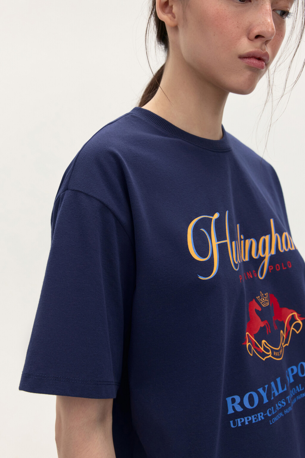 Футболка oversize с принтом - цвет синий - 6