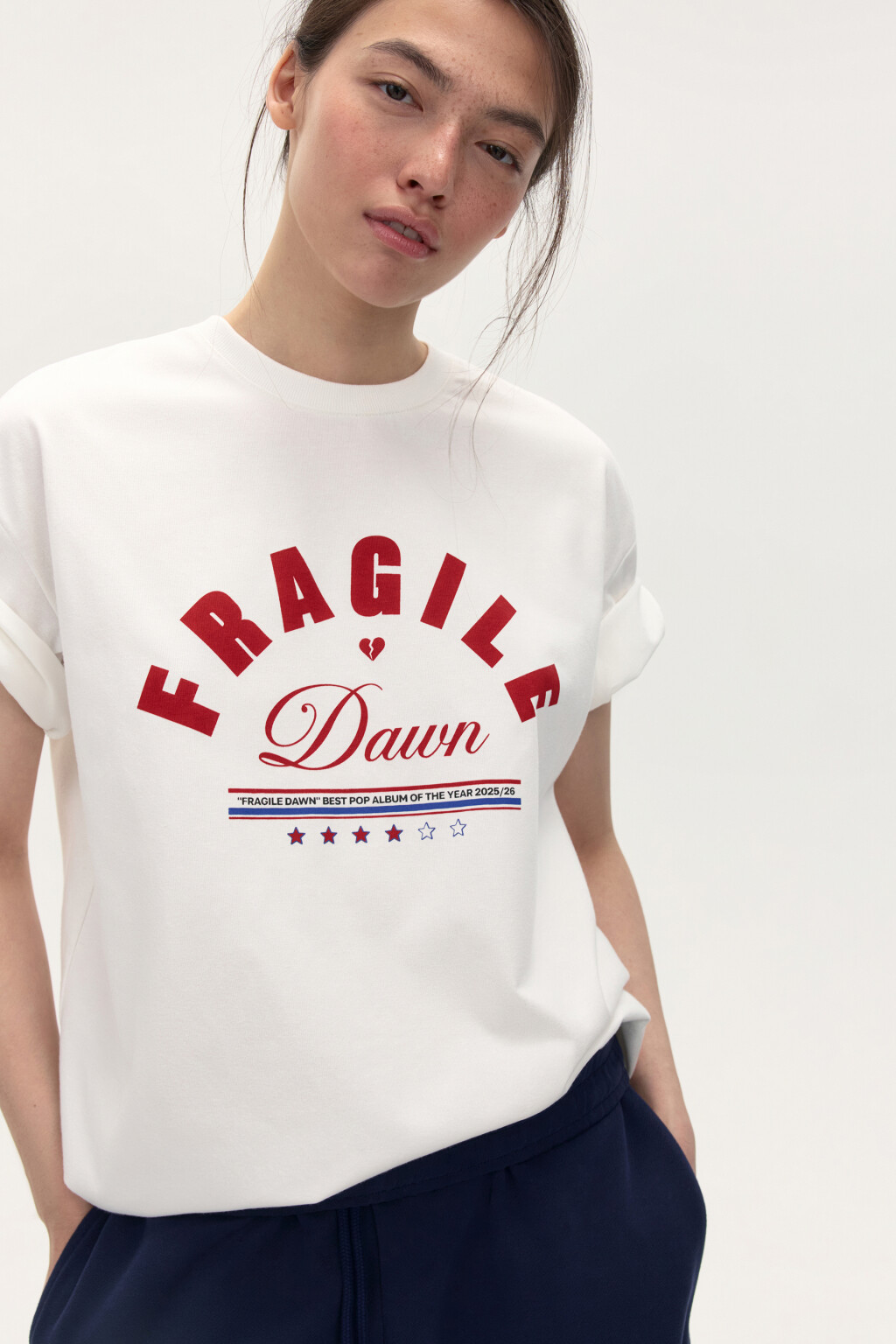 Футболка oversize с принтом - цвет белый - 2