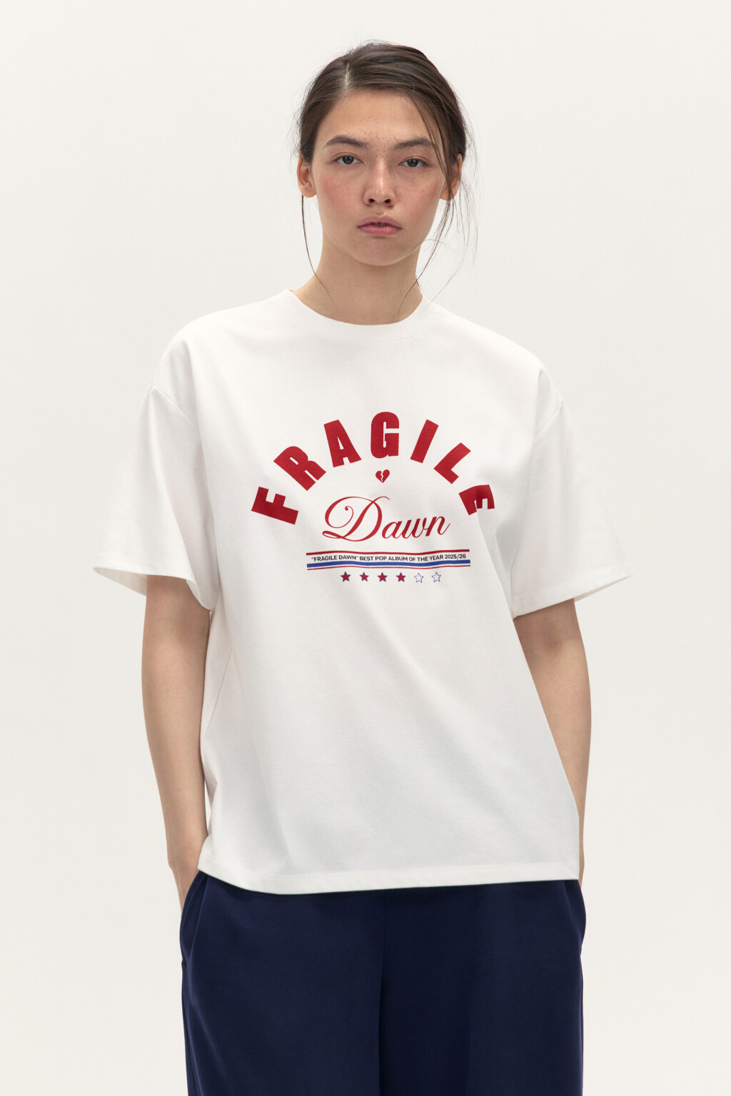 Футболка oversize с принтом - цвет белый - 3