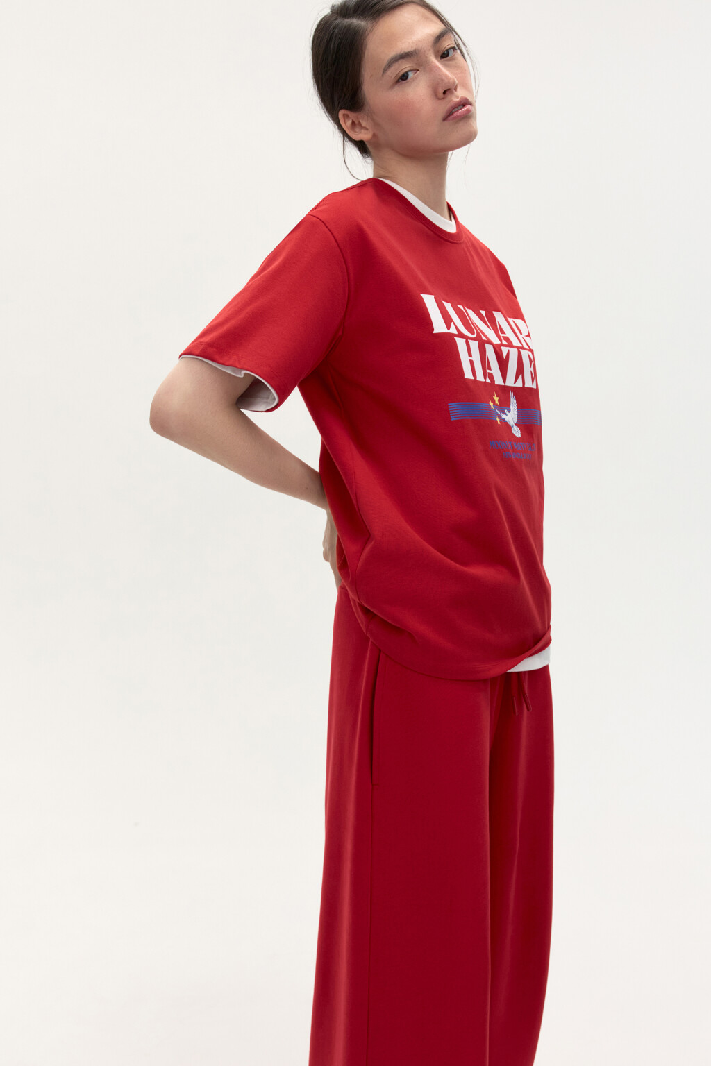 Футболка oversize с принтом - цвет красный - 2