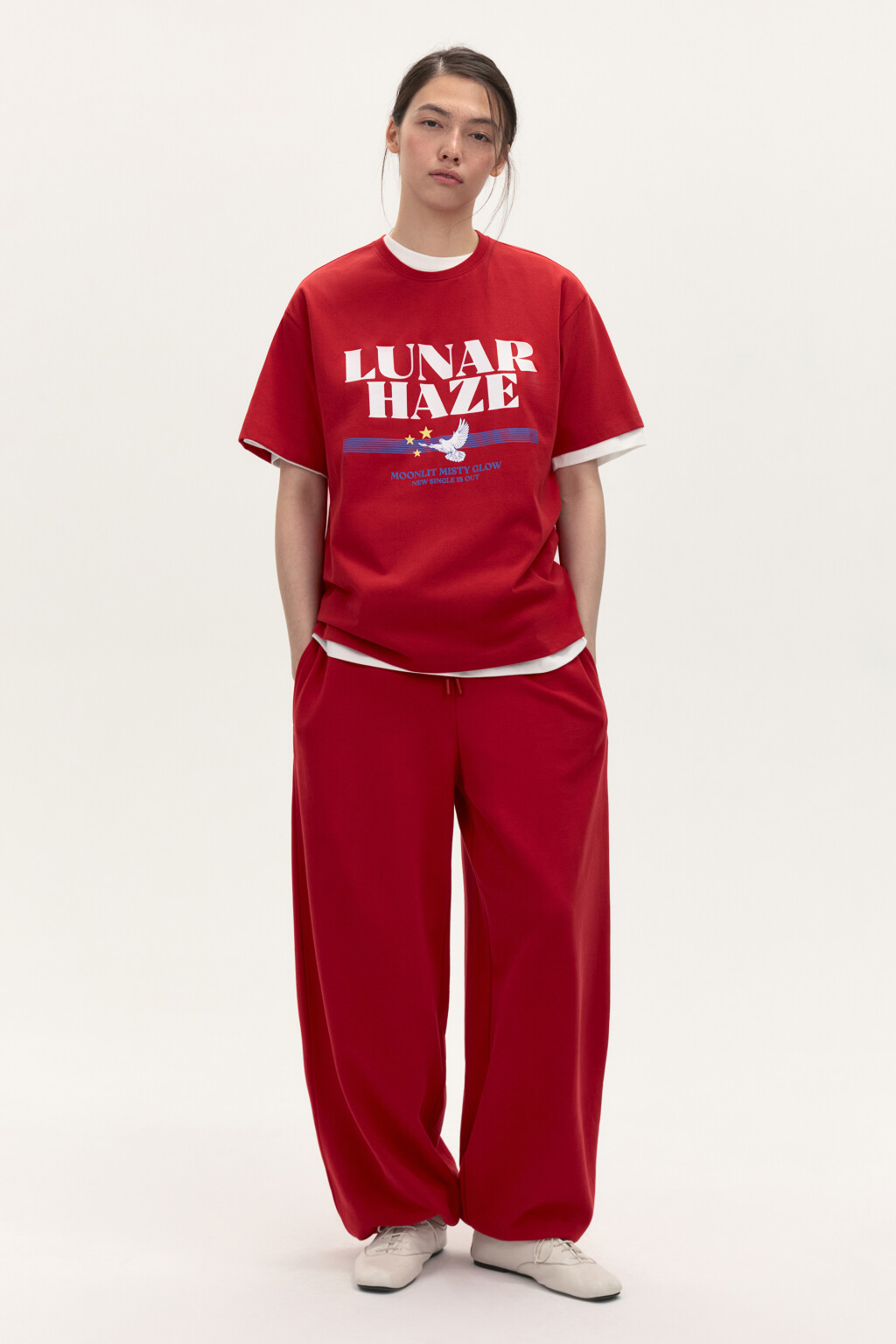 Футболка oversize с принтом - цвет красный - 5