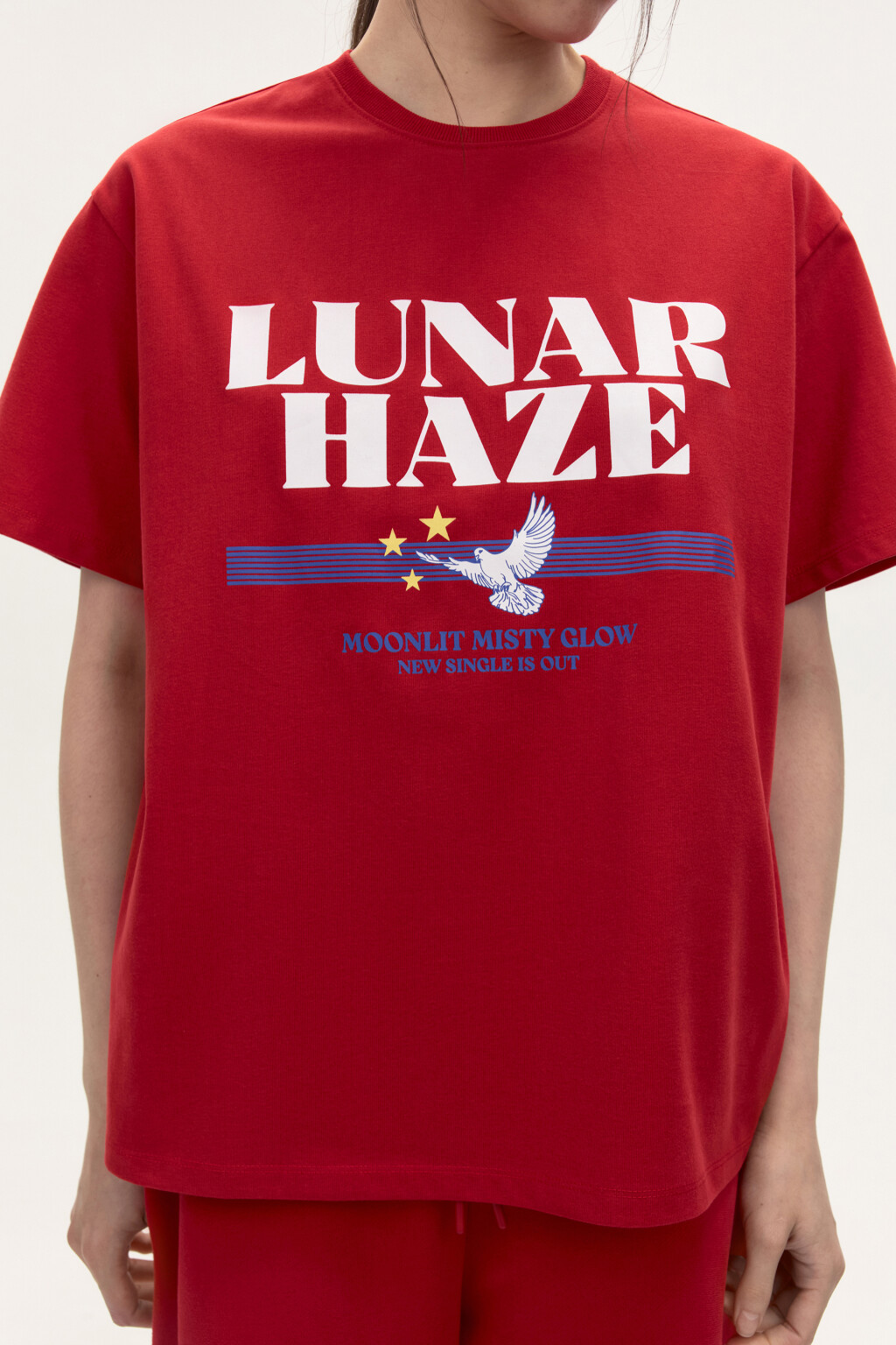 Футболка oversize с принтом - цвет красный - 6