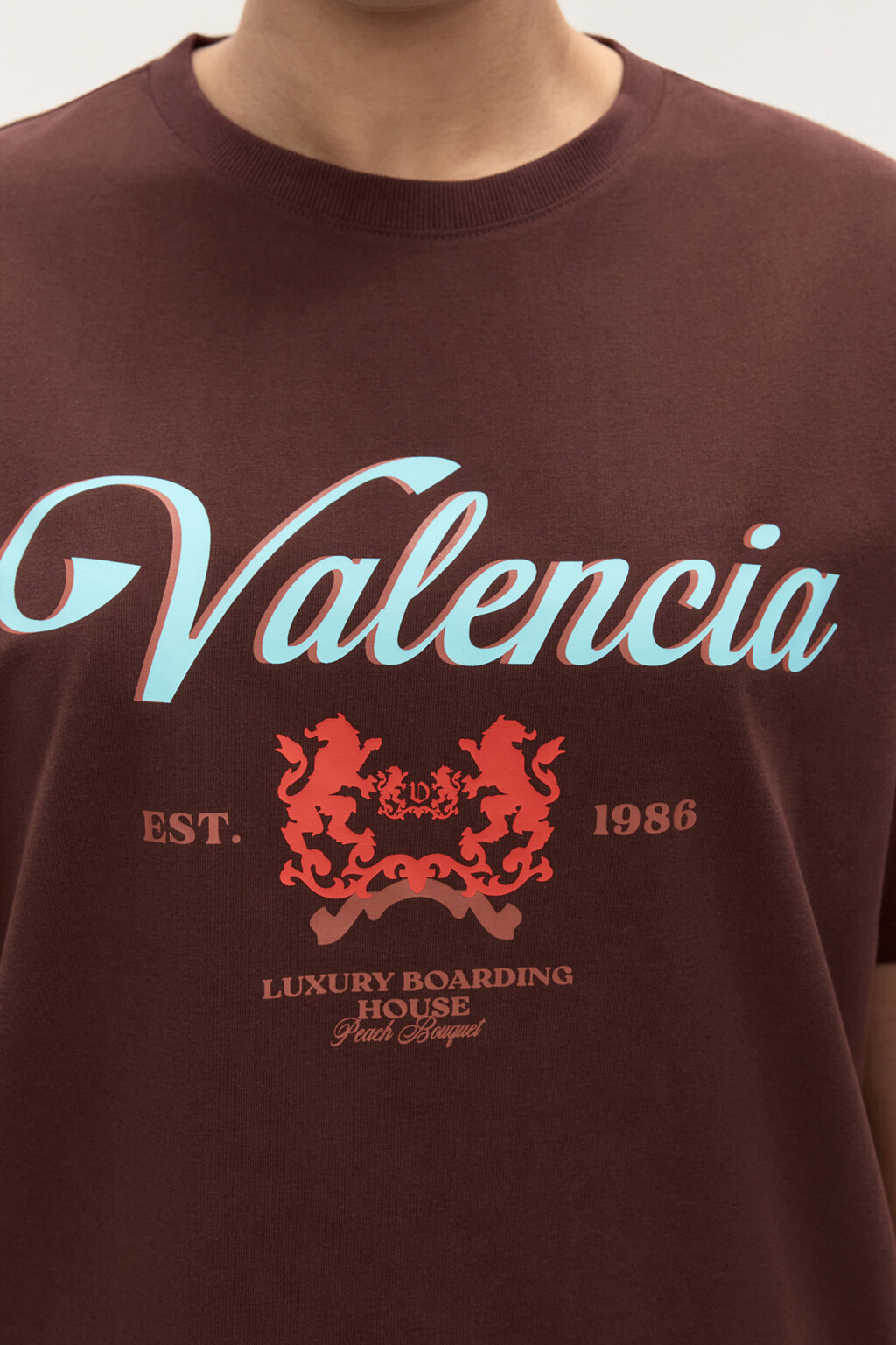 Футболка oversize с принтом - цвет коричневый - 6