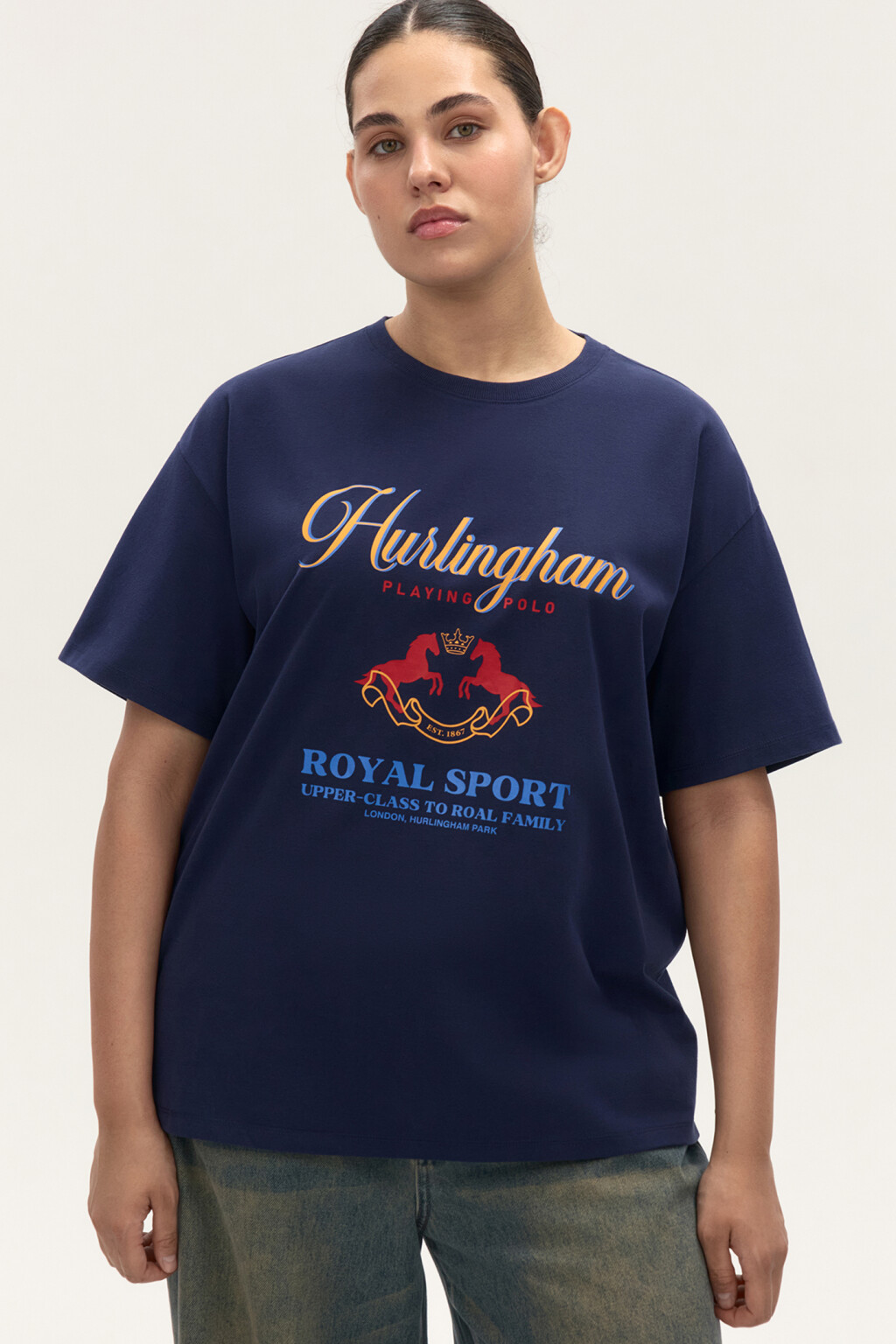 Футболка oversize с принтом - цвет синий - 3