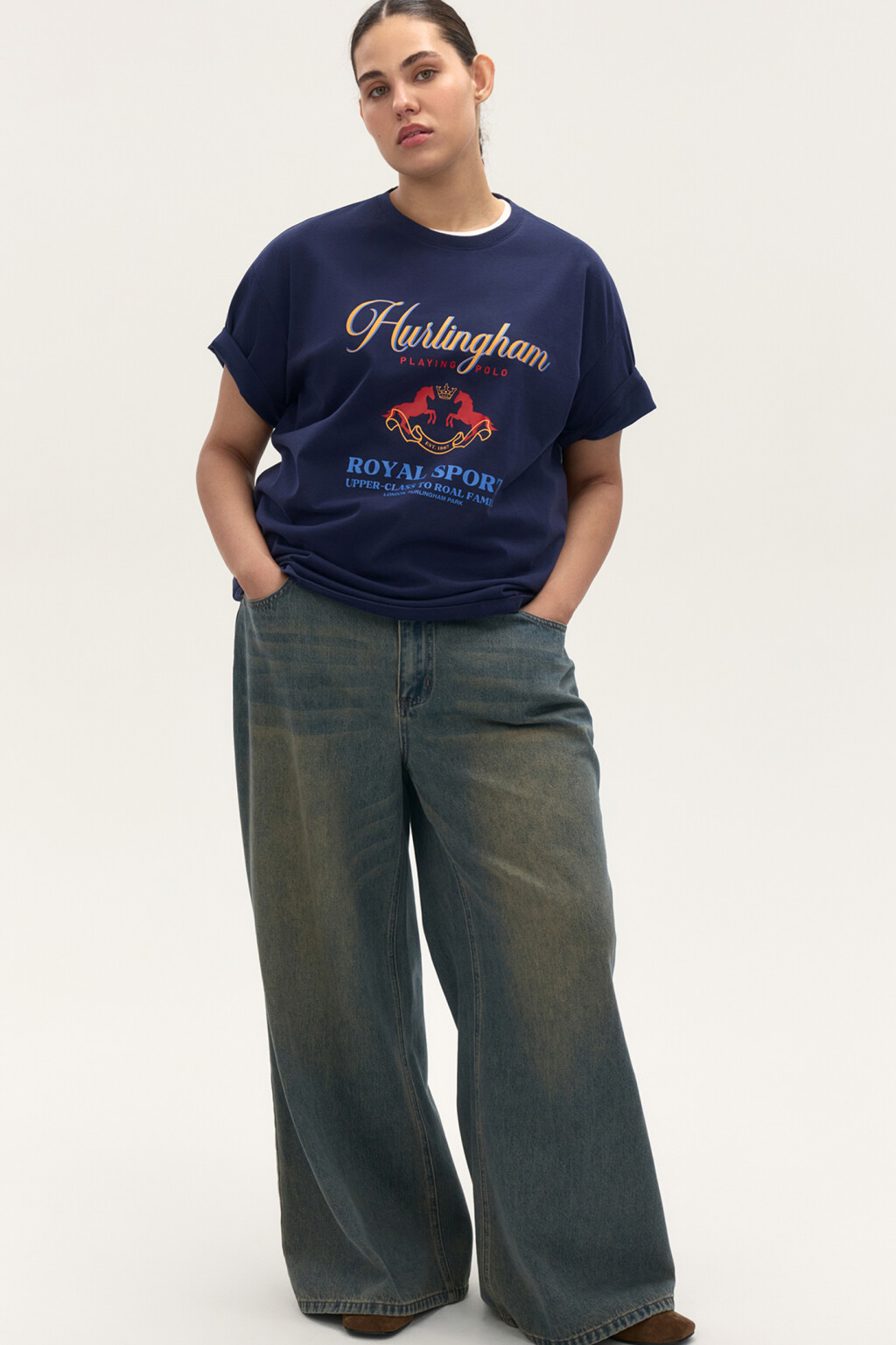 Футболка oversize с принтом - цвет синий - 5