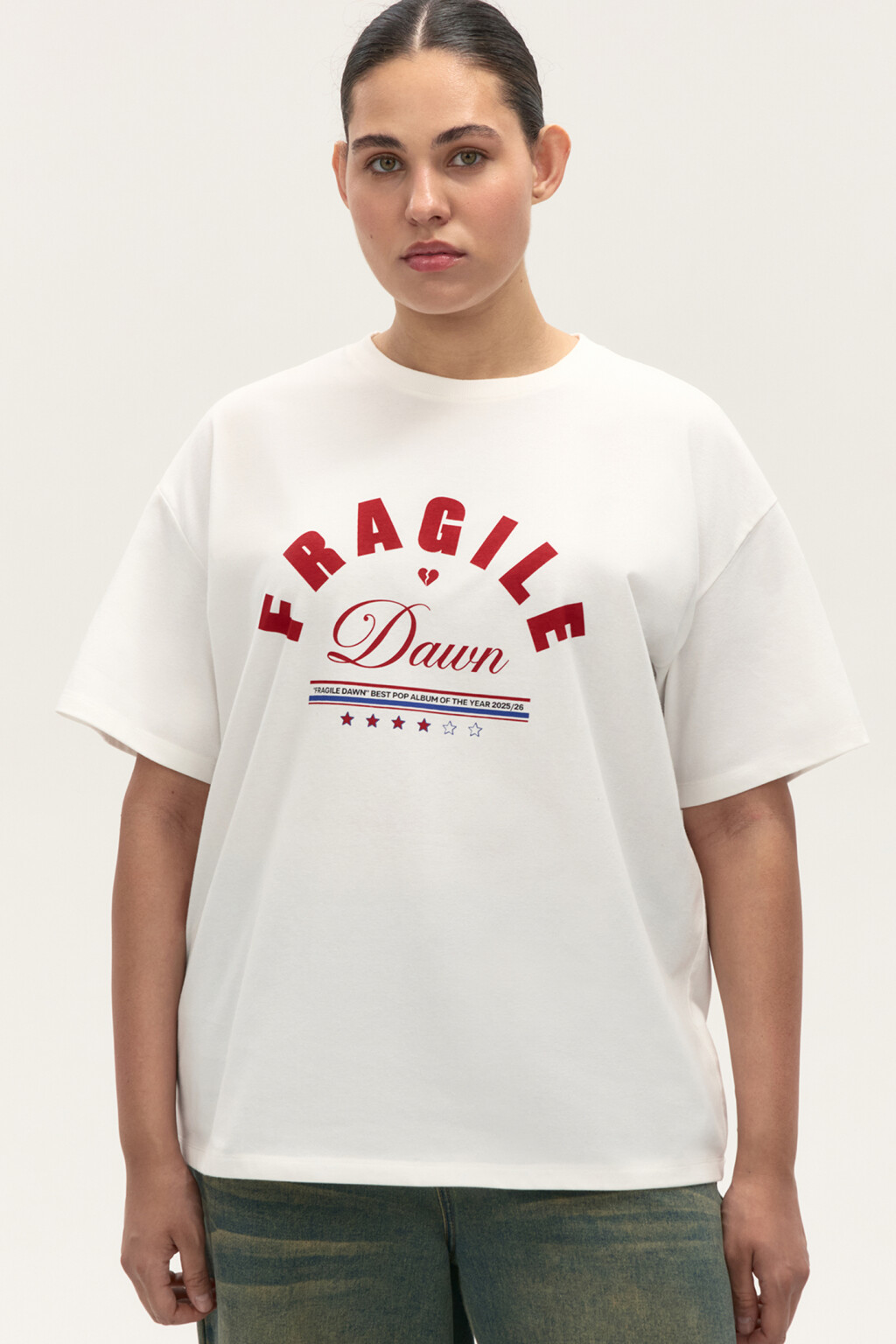 Футболка oversize с принтом - цвет белый - 2