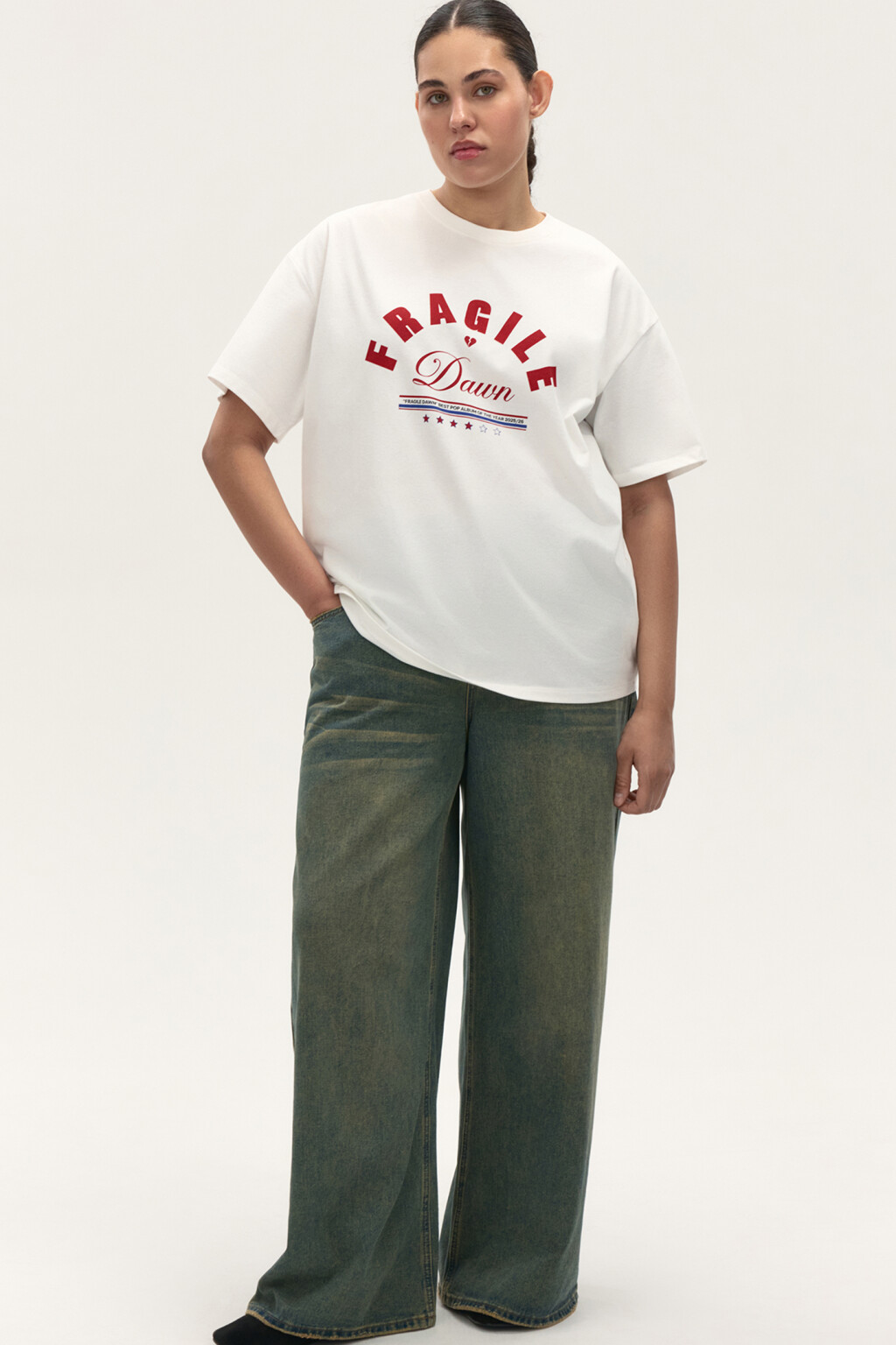 Футболка oversize с принтом - цвет белый - 4