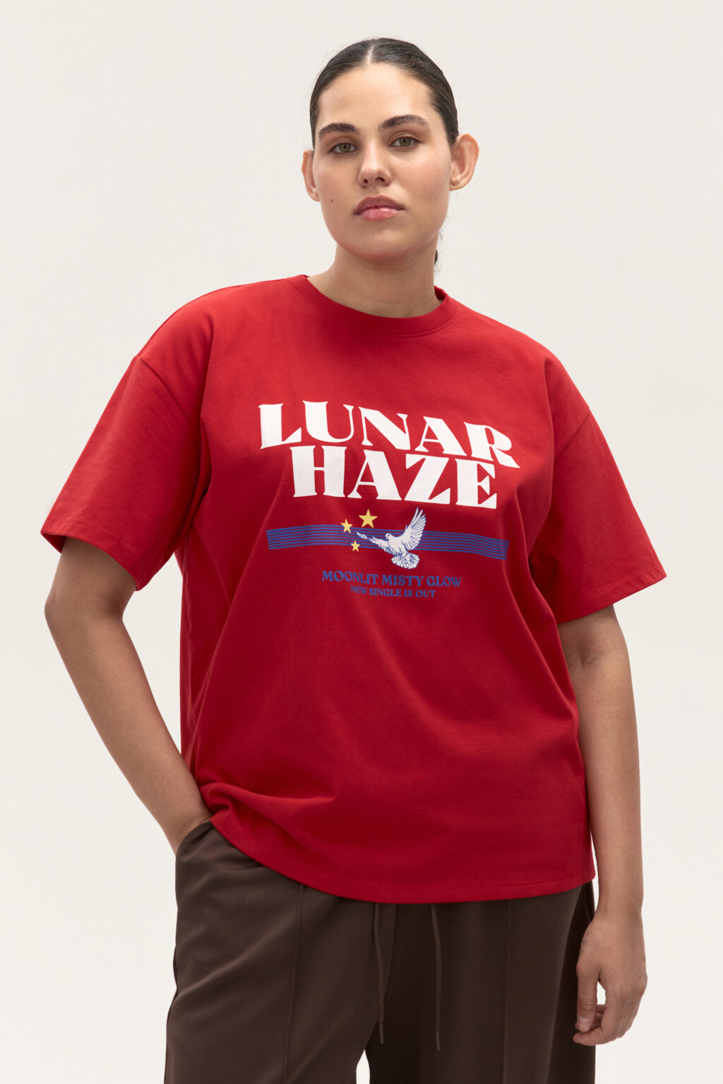 Футболка oversize с принтом - цвет красный - 3