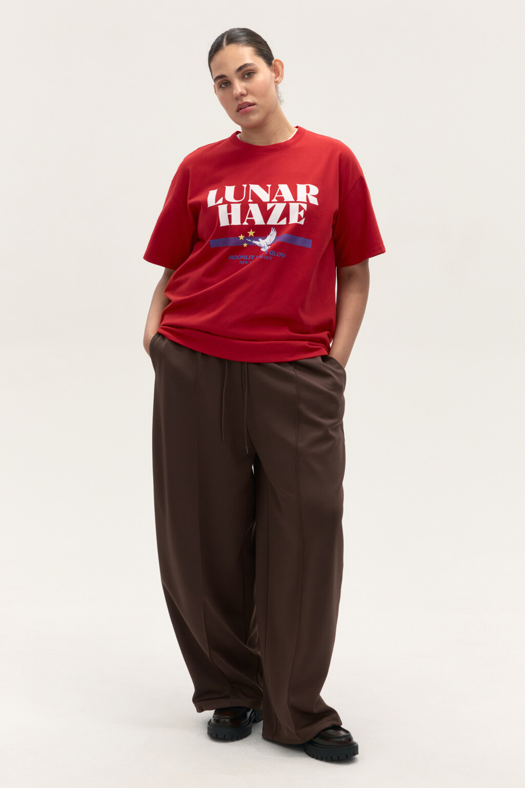 Футболка oversize с принтом - цвет красный - 5