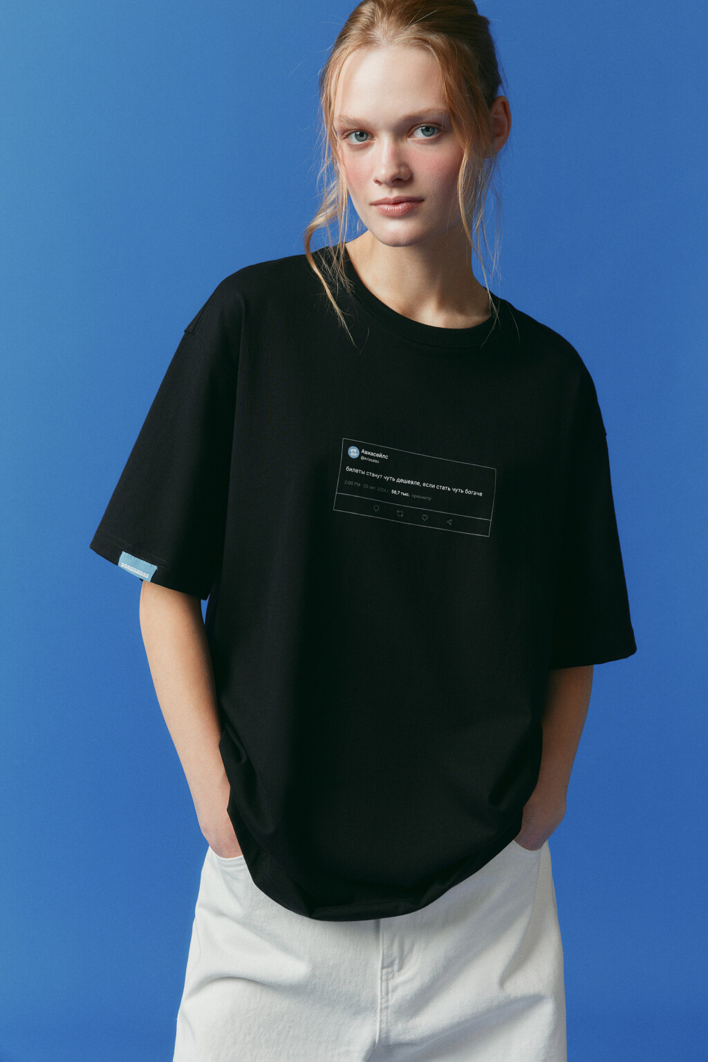 Футболка унисекс с надписью - цвет черный - 2
