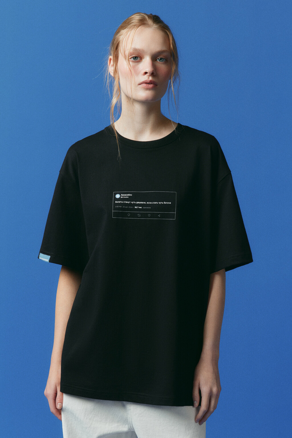 Футболка унисекс с надписью - цвет черный - 3