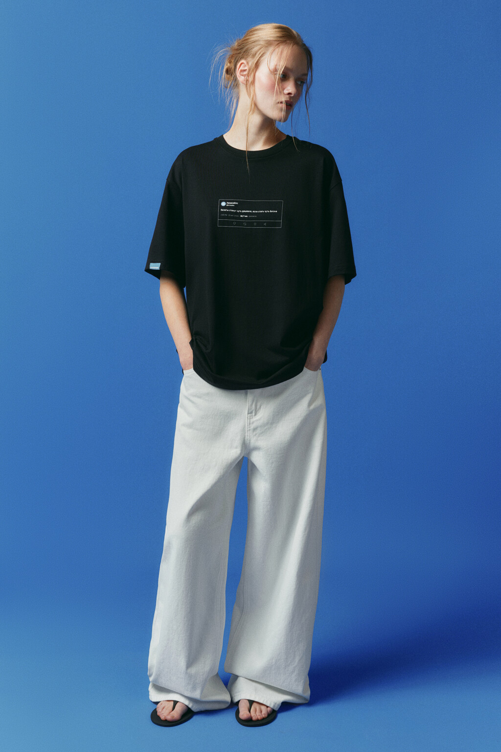 Футболка унисекс с надписью - цвет черный - 5