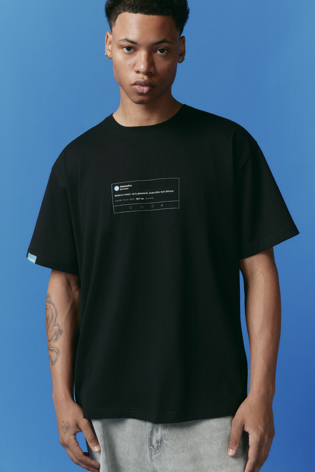 Футболка унисекс с надписью - цвет черный - 8