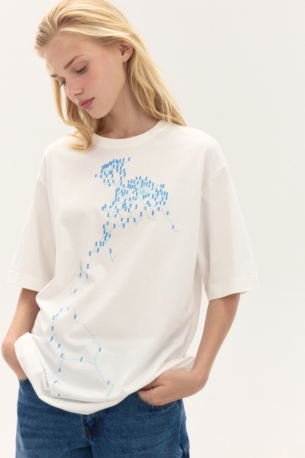 Футболка oversize с принтом - цвет белый - 4