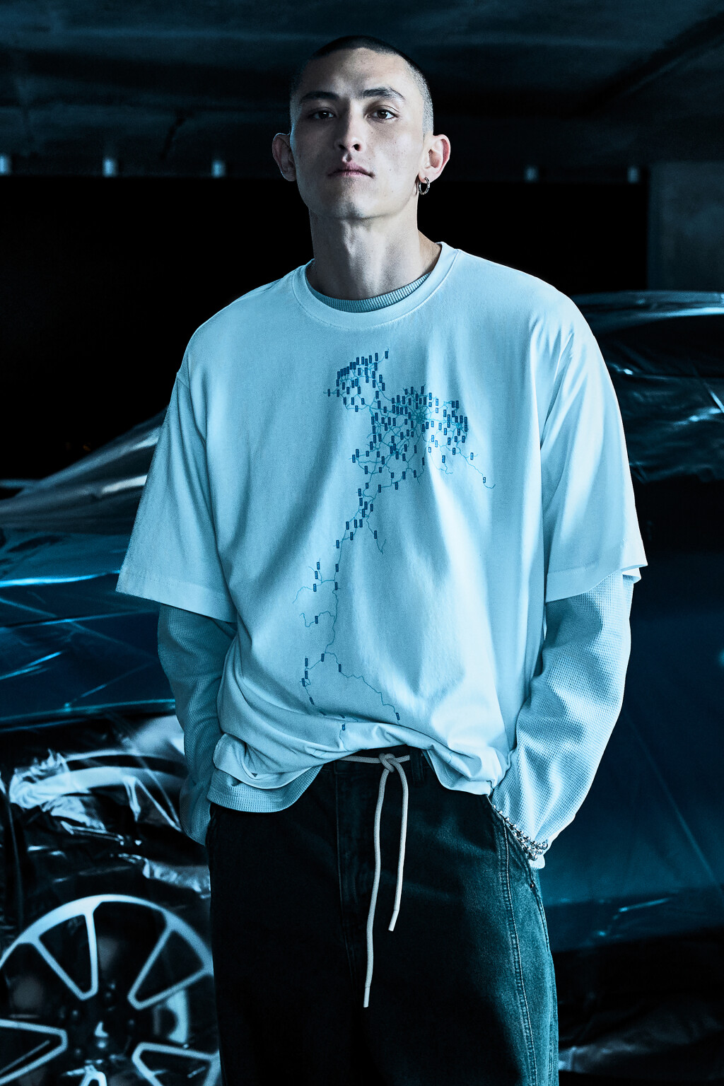 Футболка oversize с принтом - цвет белый - 2