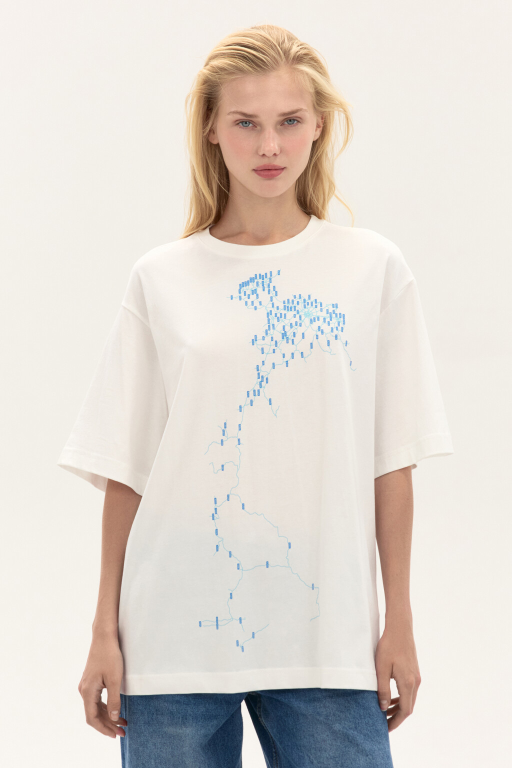 Футболка oversize с принтом - цвет белый - 5