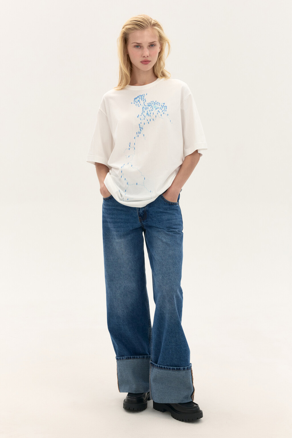 Футболка oversize с принтом - цвет белый - 7