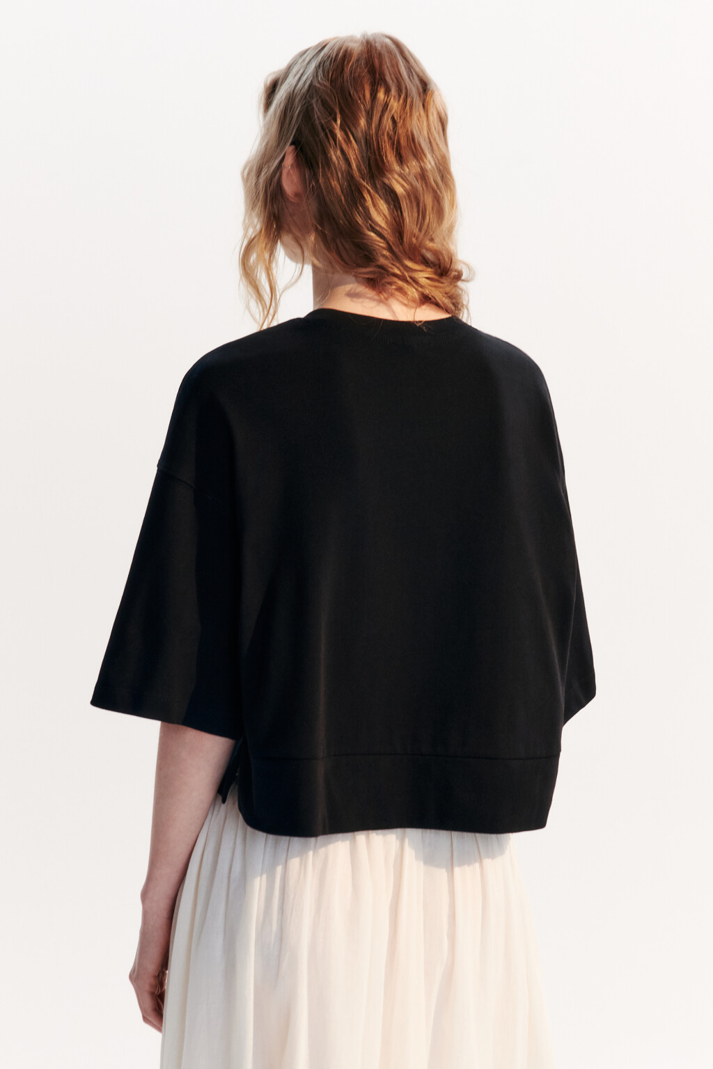 Футболка укороченная свободная - цвет черный - 3