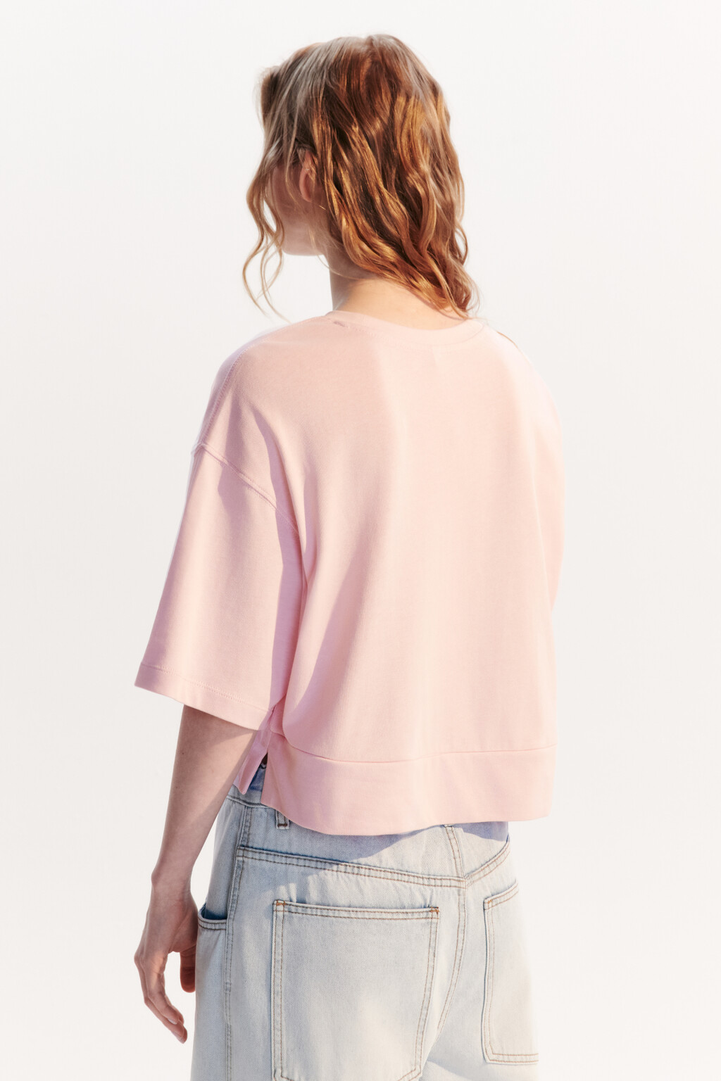 Футболка укороченная свободная - цвет розовый - 3