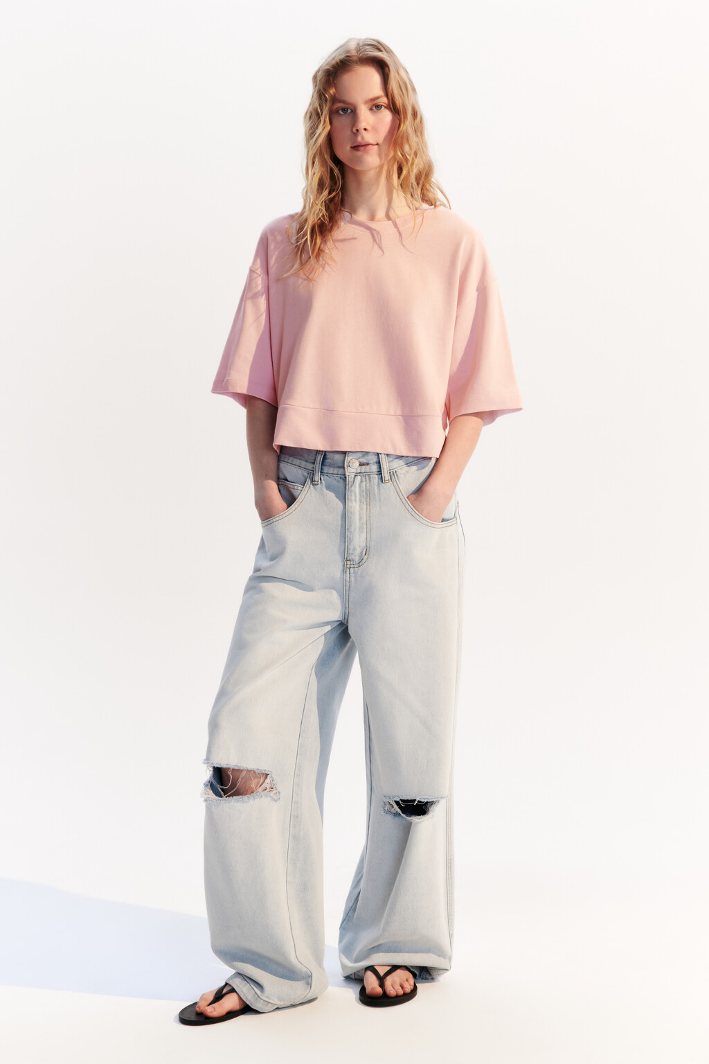 Футболка укороченная свободная - цвет розовый - 4