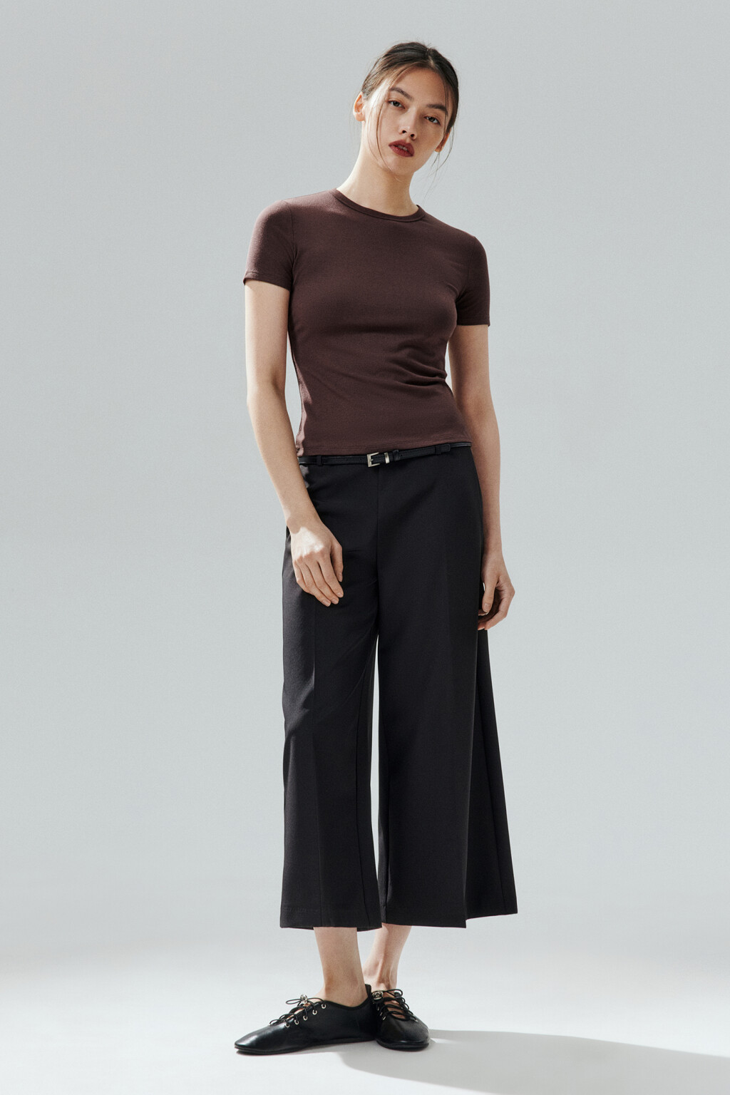 Футболка облегающая из вискозы - цвет коричневый - 4