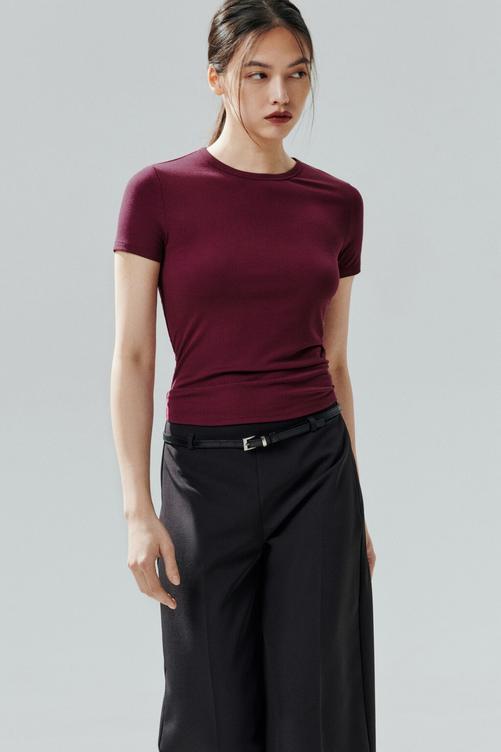 Футболка облегающая из вискозы - цвет бордовый - 1