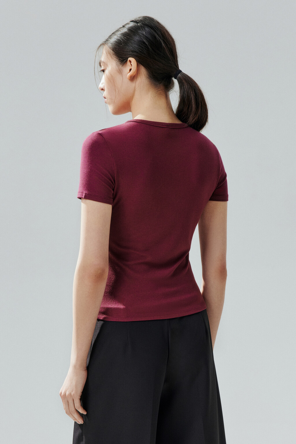 Футболка облегающая из вискозы - цвет бордовый - 3