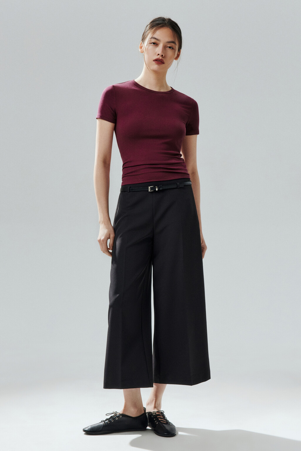 Футболка облегающая из вискозы - цвет бордовый - 4