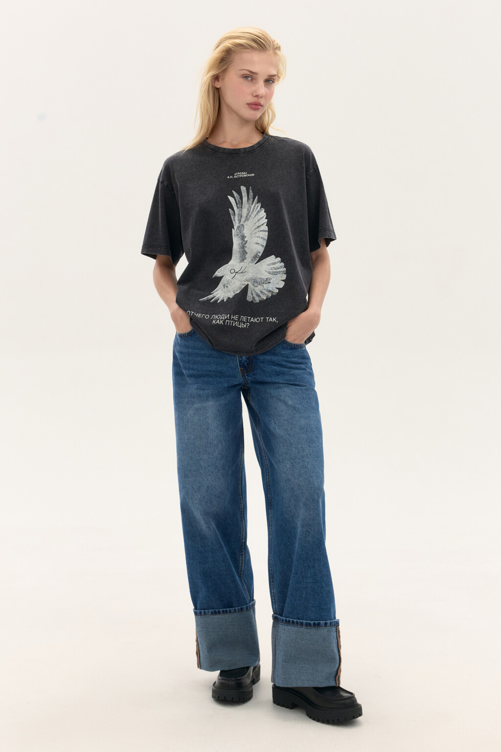 Футболка вареная с принтом - цвет серый - 6