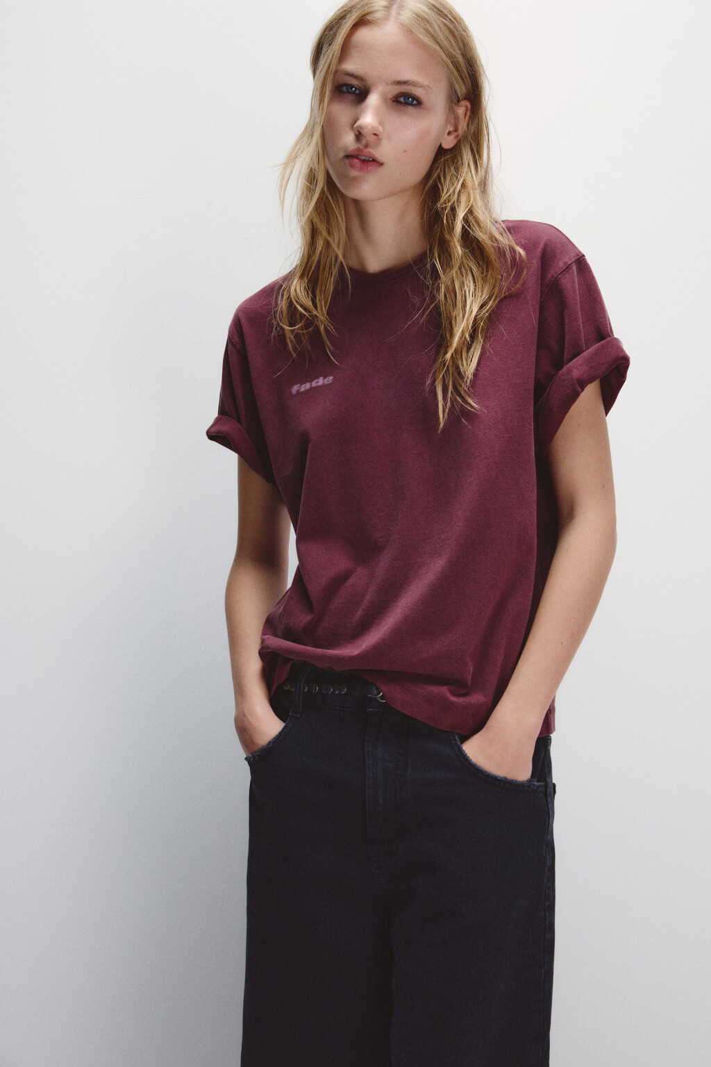 Футболка со стиркой и принтом - цвет фиолетовый - 2