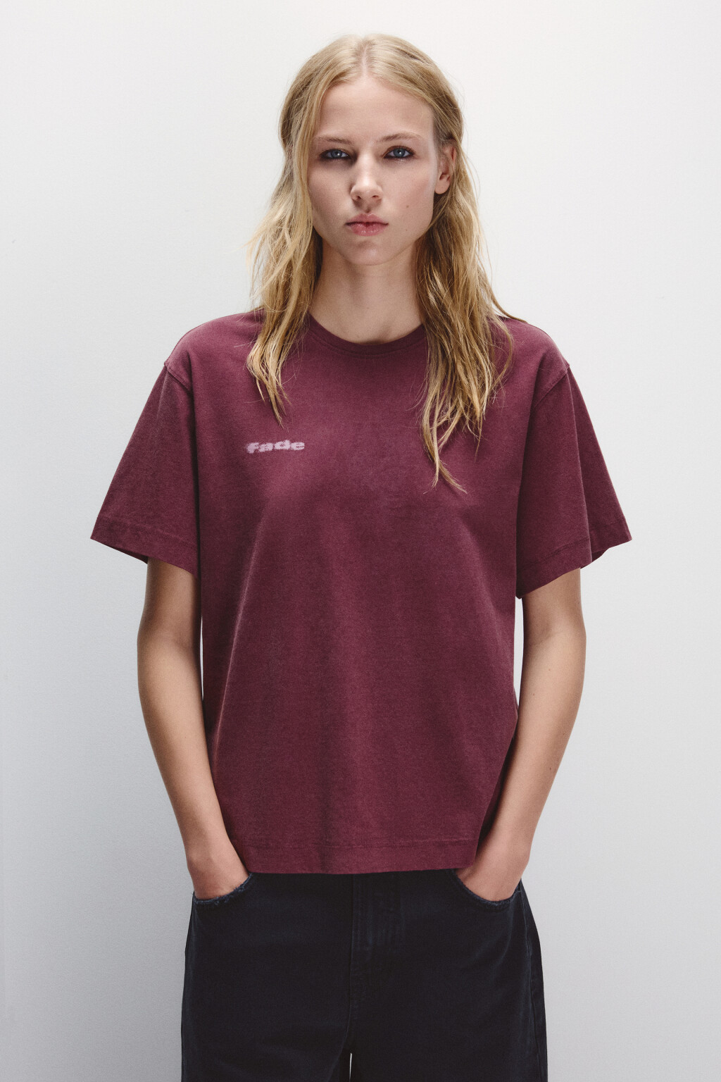 Футболка со стиркой и принтом - цвет фиолетовый - 3