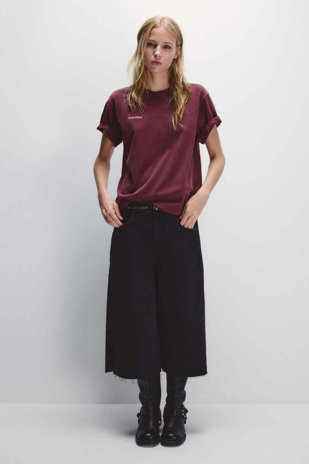 Футболка со стиркой и принтом - цвет фиолетовый - 5