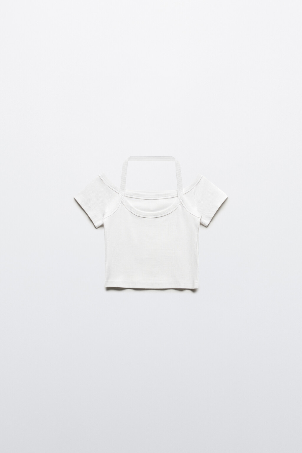 Футболка в рубчик двуслойная - цвет белый - 7