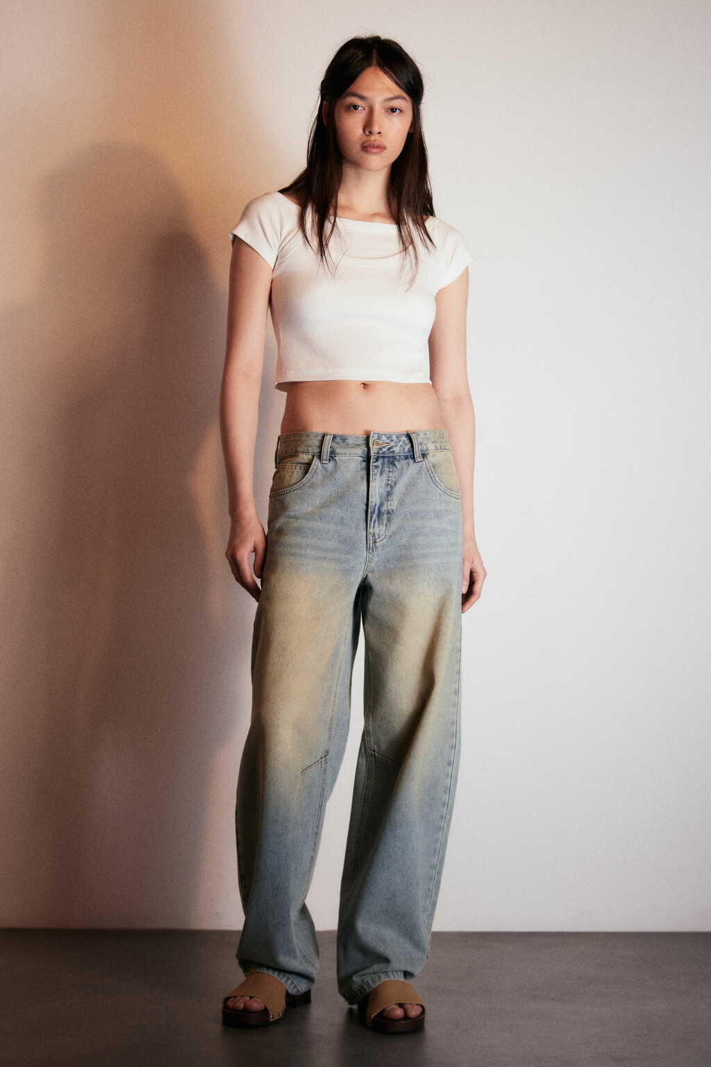 Футболка в рубчик двуслойная - цвет белый - 4