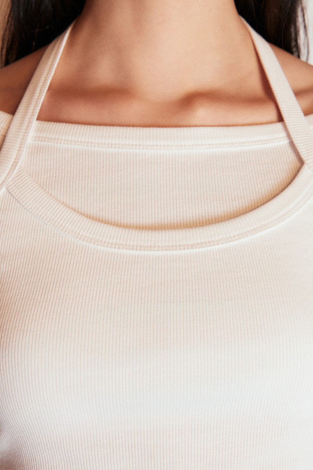 Футболка в рубчик двуслойная - цвет белый - 5