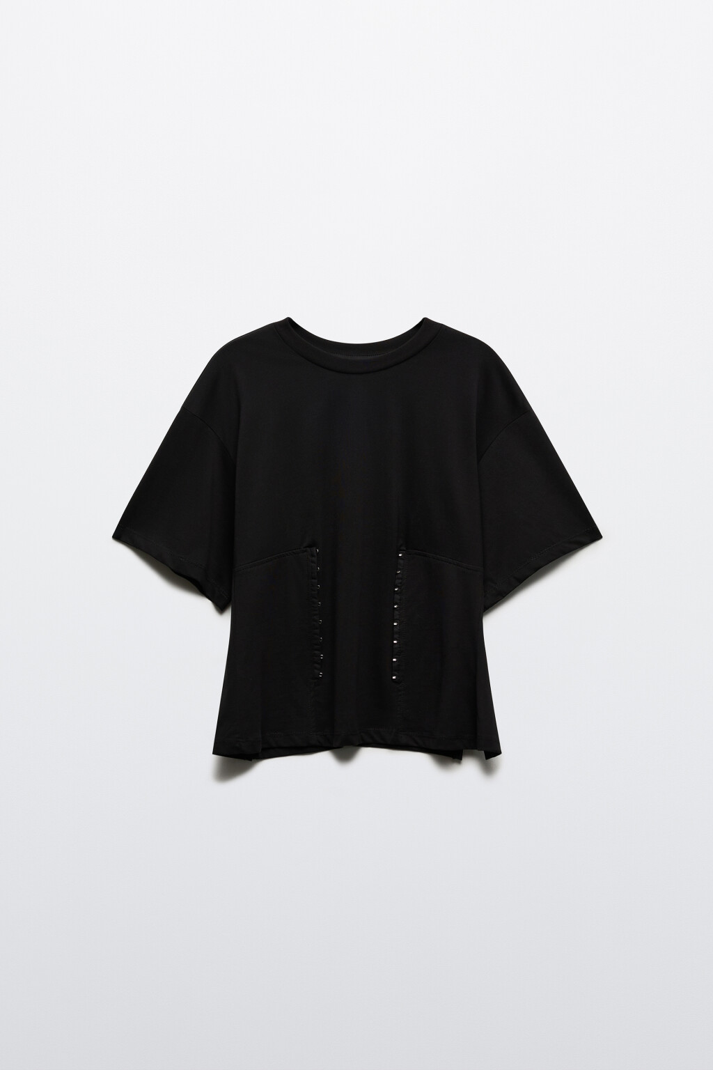 Футболка с корсетом на крючках - цвет черный - 7