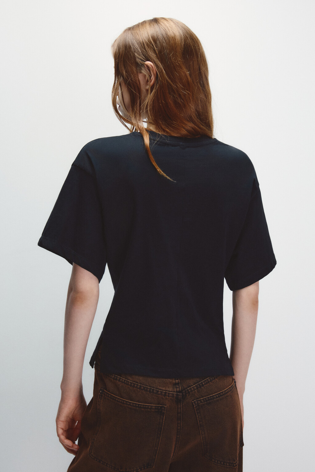 Футболка с корсетом на крючках - цвет черный - 3