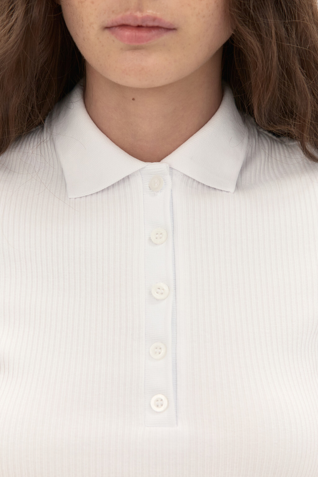 Футболка-поло в рубчик - цвет белый - 5