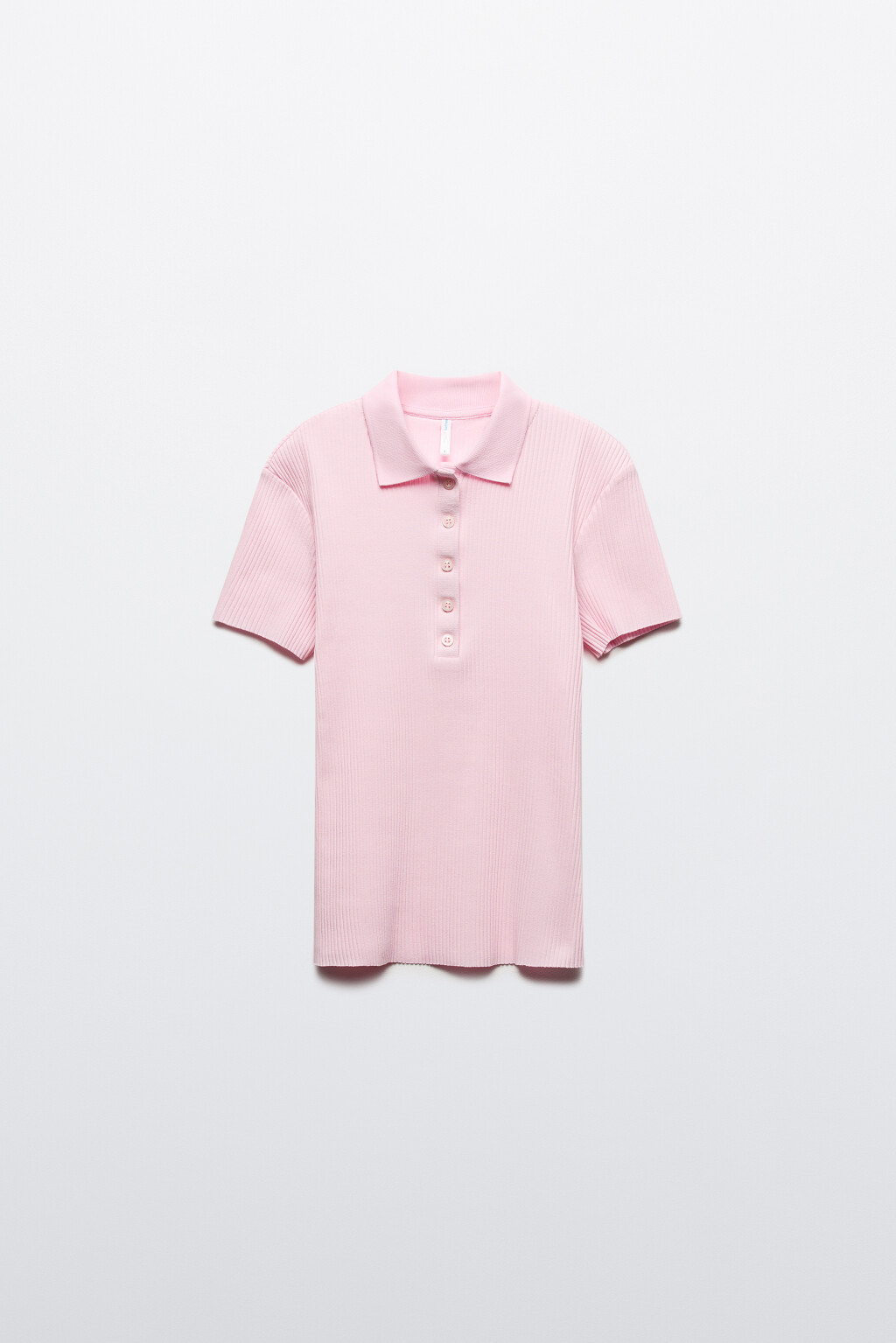 Футболка-поло в рубчик - цвет розовый - 7