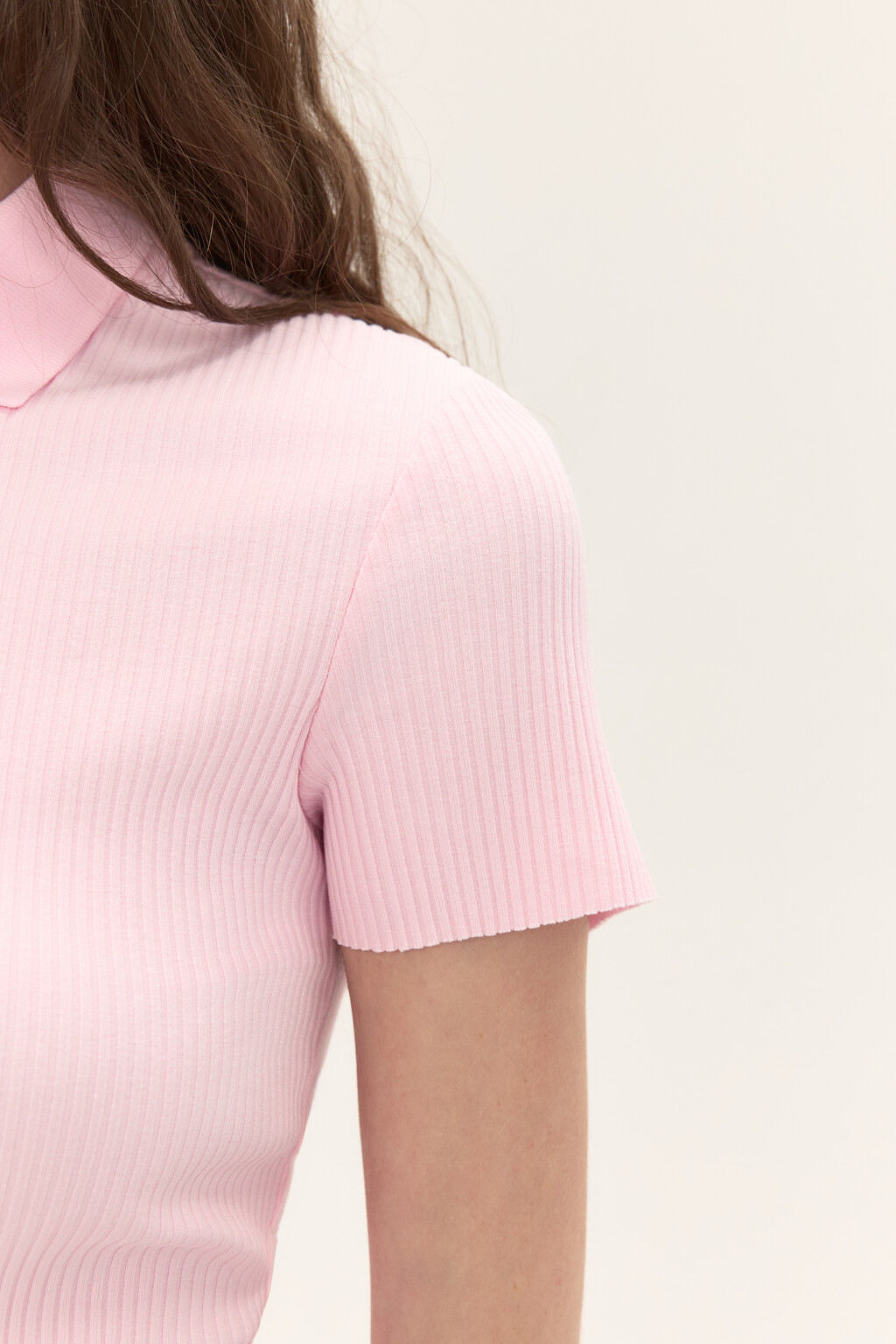 Футболка-поло в рубчик - цвет розовый - 6