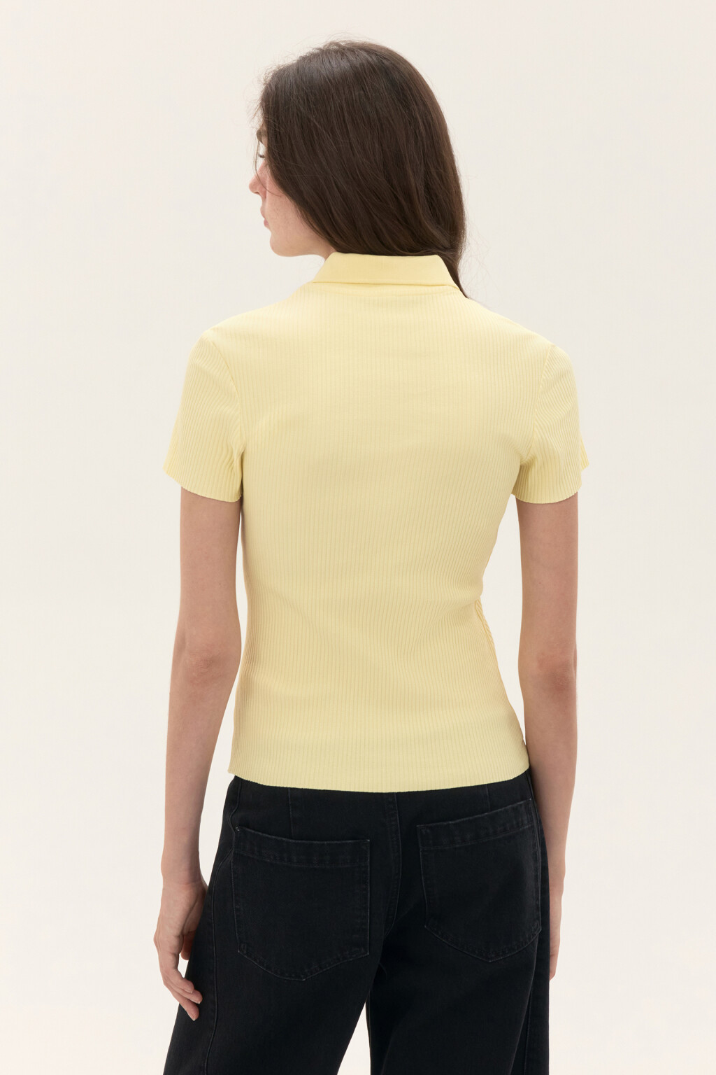 Футболка-поло в рубчик - цвет желтый - 3