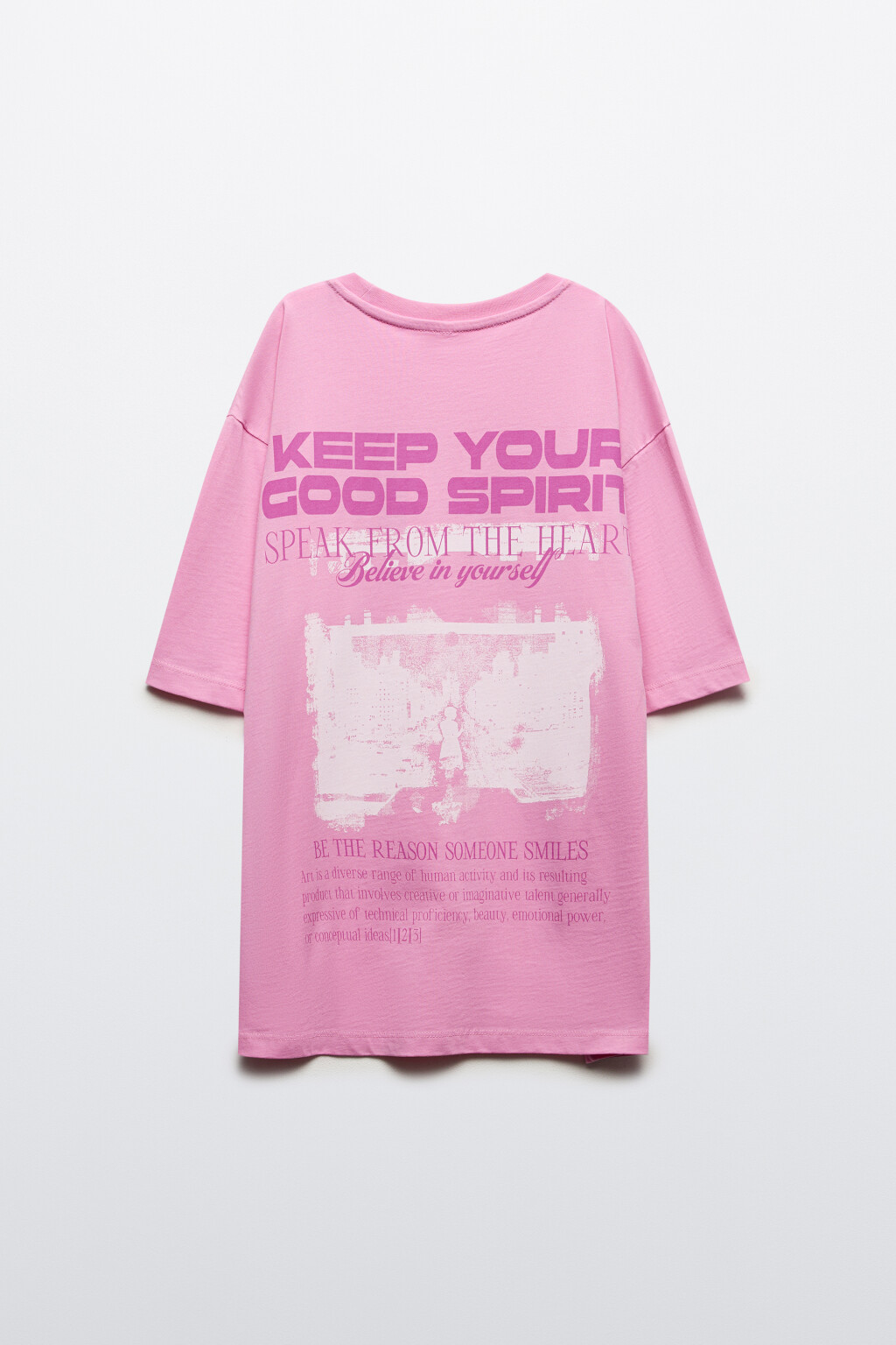 Футболка с принтом-надписью - цвет розовый - 8