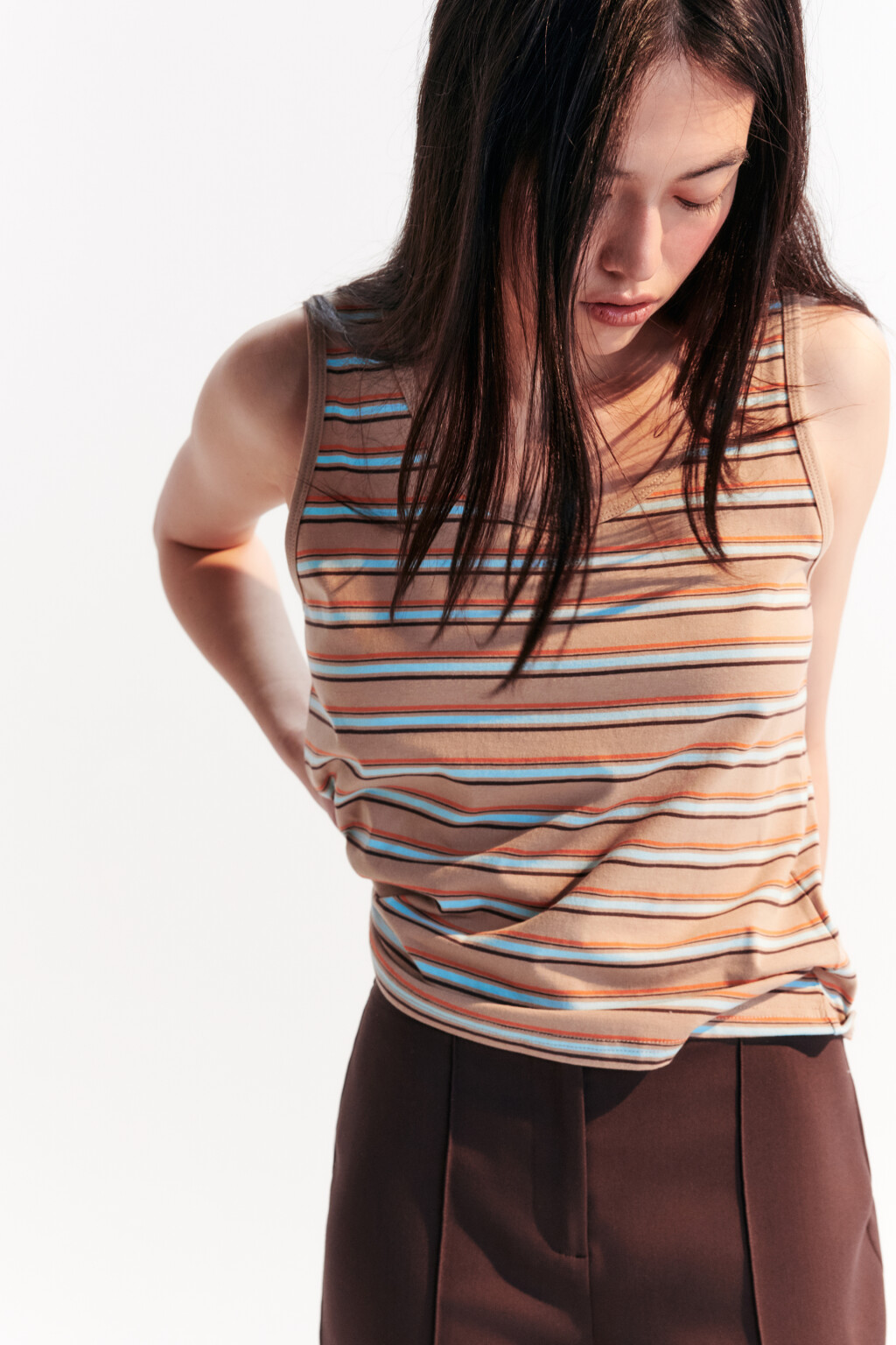 Майка трикотажная в полоску - цвет мультиколор - 1