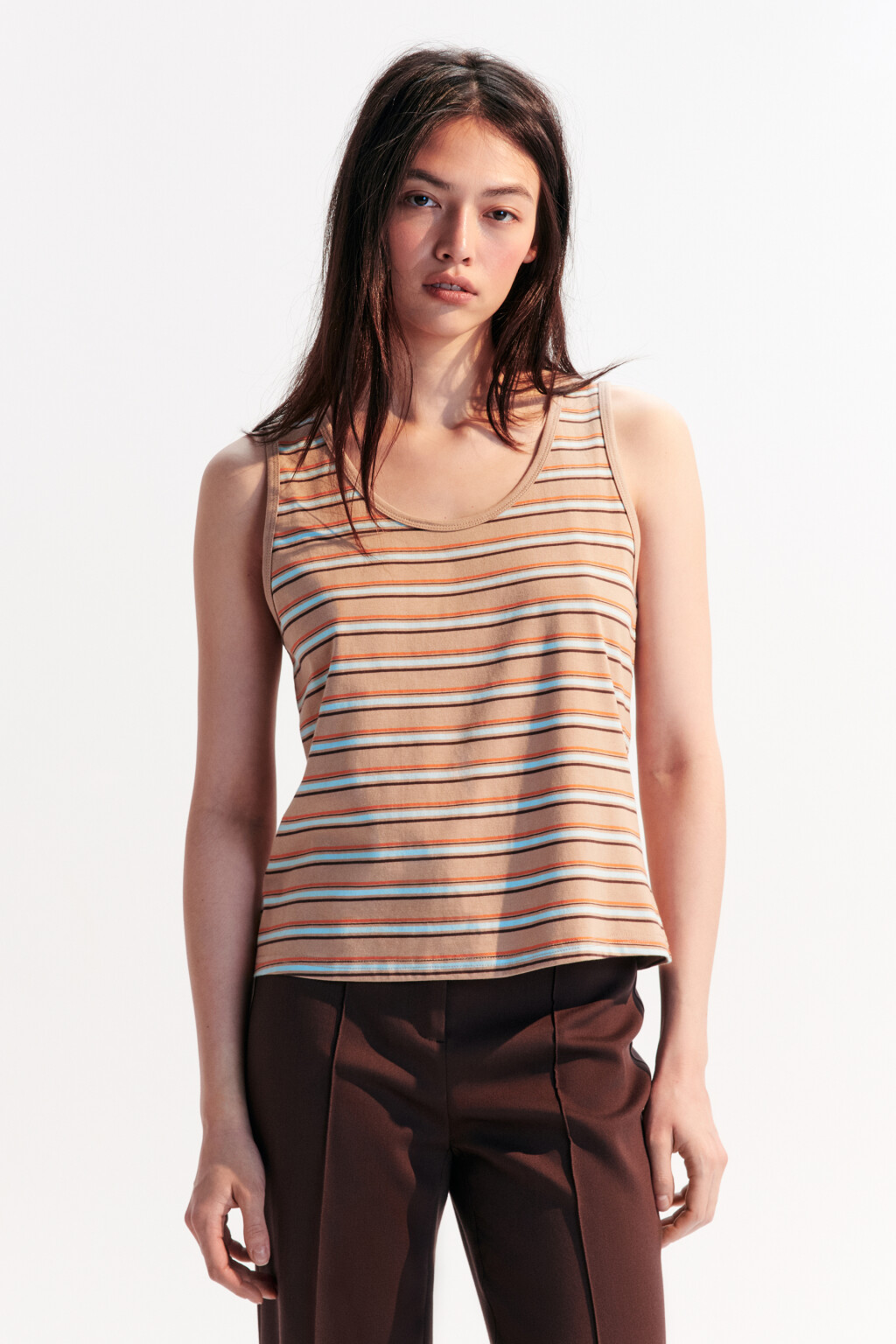 Майка трикотажная в полоску - цвет мультиколор - 2