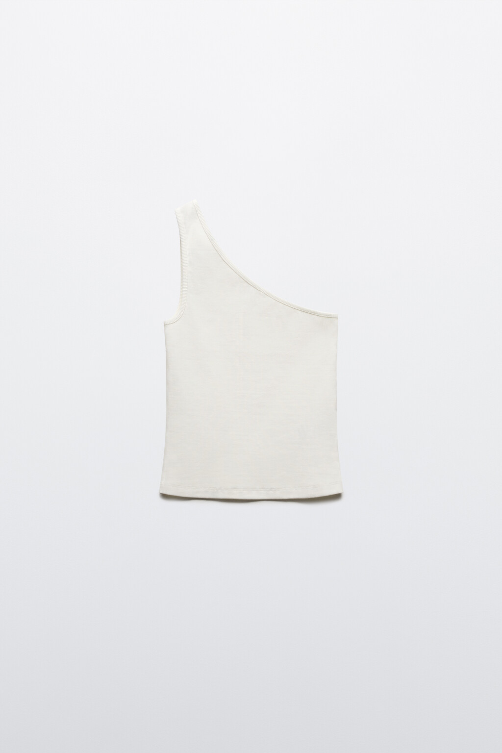 Майка в рубчик на одно плечо - цвет белый - 7