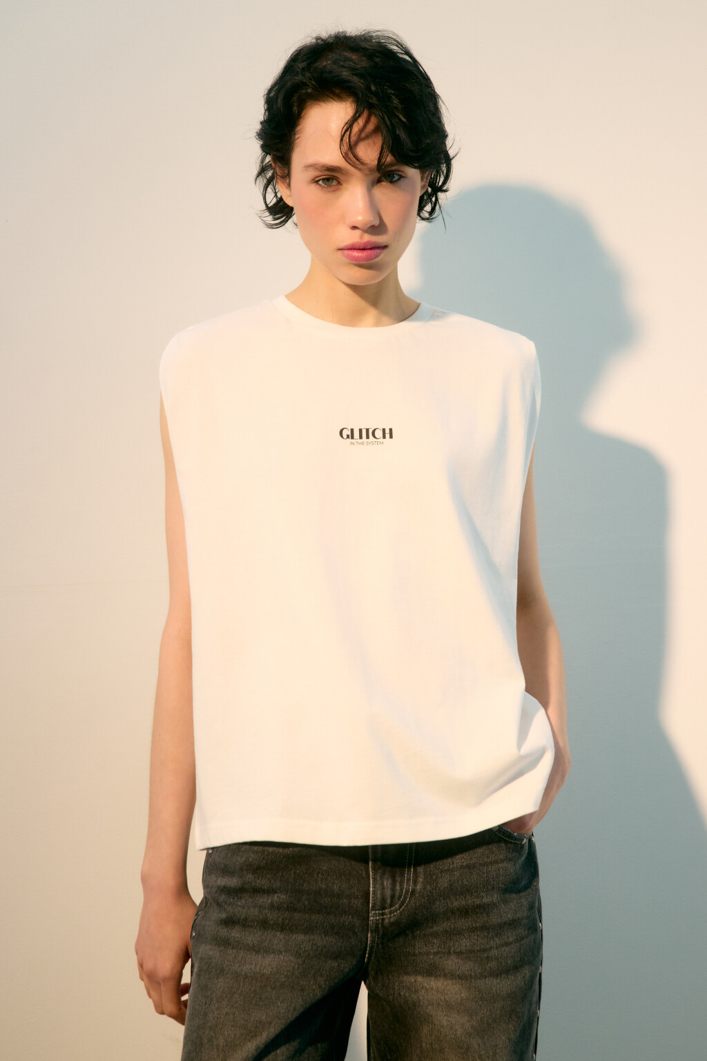 Футболка хлопковая без рукавов - цвет белый - 2