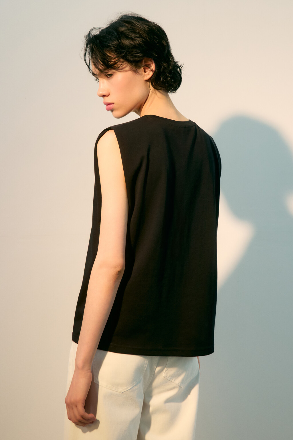 Футболка хлопковая без рукавов - цвет черный - 3