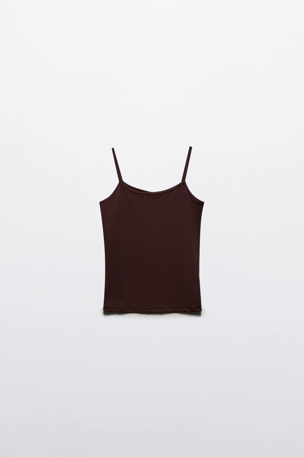Майка гладкая на тонких бретелях - цвет коричневый - 7